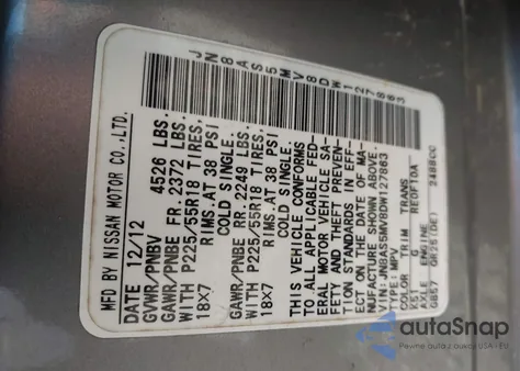 2013 Nissan Rogue Sv W/Sl Pkg z USA, uszkodzony, nr VIN JN8AS5MV8DW127863